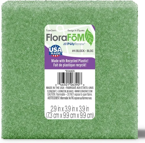Vista 8 de FloraCraft Bloque FloraFōM de 1.9 pulgadas x 1.9 pulgadas x 4.9 pulgadas, color verde