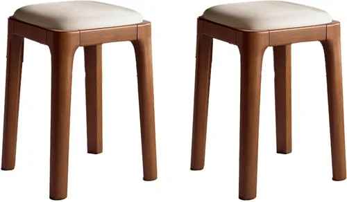 Vista 11 de Wooden Dining Chairs Backless,Kitchen Chairs Stool Stackable,Dining Room Chair with PU Leather Cushion,Square Living Room Chair for Kitchen, Dining
