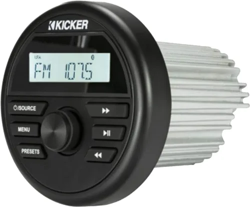 Vista 3 de Kicker Paquete de receptor estéreo USB Bluetooth estilo marino para todo tipo de clima con 1 par (cantidad 2) 6.5 pulgadas, 2 vías, 150 vatios