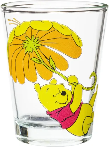 Vista 3 de Silver Buffalo Disney Winnie the Pooh Retro Groovy con Eeyore y Piglet - Juego de 4 mini vasos de vidrio, 1.5 onzas