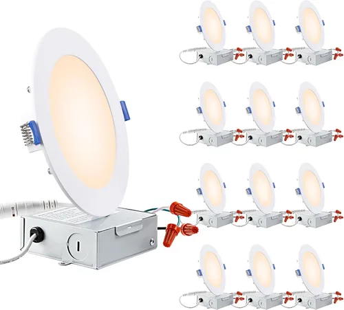 Vista 17 de TORCHSTAR Serie Básica - Paquete de 12 luces LED empotrables ultradelgadas de 3 pulgadas con caja de conexiones, CRI90, aluminio