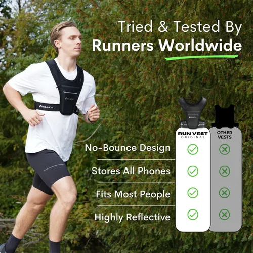 Vista 4 de ZelaFit™ Chaleco de correr para mujeres y hombres, soporte para teléfono de correr – perfecto para equipo de correr, accesorios de correr, artículos