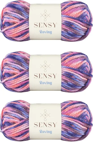 Vista 19 de Sensy Roving - Ovillo de lana multicolor, 3.5 onzas, 132 yardas, calibre 5, voluminoso (otoño)