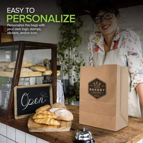 Vista 5 de Stock Your Home Bolsas de papel kraft marrón de 52 libras (50 unidades) – Bolsas de comestibles grandes a granel para compras
