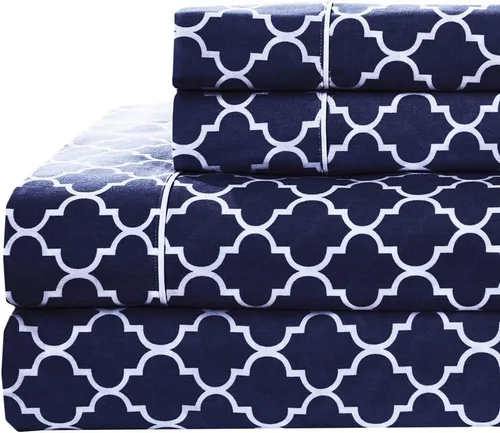 Vista 9 de Meridian - Juego de sábanas 100% algodón cepillado, tejido de satén superior, suave y duradero, bolsillo profundo, 5 piezas ajustables tamaño Queen