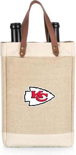 Vista 17 de PICNIC TIME NFL Pinot - Jute 2 Bottle Insulated Wine Bag - Wine Tote Bag - Wine Gift Bag, (Beige)