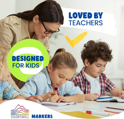 Vista 6 de Color Swell Broad Line Markers – Washable, Non-Toxic, Ideal for Kids, Students, Adults, and Classroom Activities