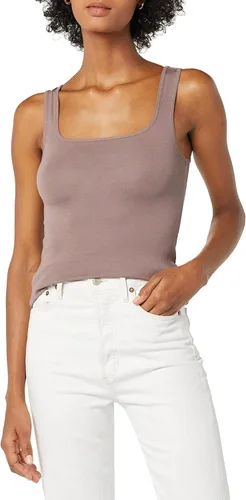 Vista 2 de Tienda Essentials Camiseta de tirantes de cuello cuadrado ajustada para mujer, paquete de 2