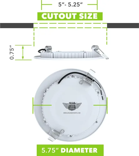 Vista 5 de Paquete de 5 luces LED de ocio para techo empotradas para lancha, 720 lúmenes, súper delgado, luz de panel LED DC 12 V 5.75 pulgadas 9 W Downlights