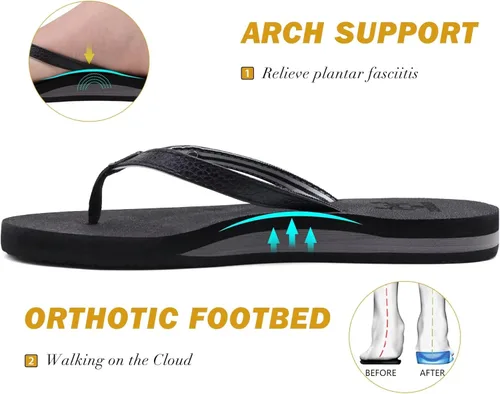 Vista 4 de KuaiLu Chanclas con soporte de arco para mujer, cómodas sandalias de yoga para caminar
