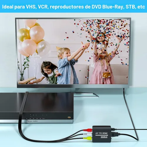 Vista 7 de GINGIN Convertidor de RCA a HDMI, convertidor de AV a HDMI para TV/PC/N64/Wii/PS1/PS2/PS3/STB/Xbox/VHS/VCR/reproductores de DVD Blue-Ray, con cables