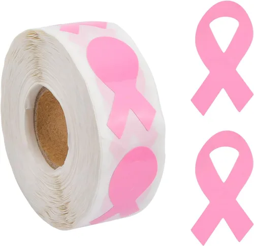 WANDIC Adhesivo de cinta rosa, 500 unidades de etiquetas de concientización de cinta rosa, rollo de cinta rosa para concientización sobre el cáncer