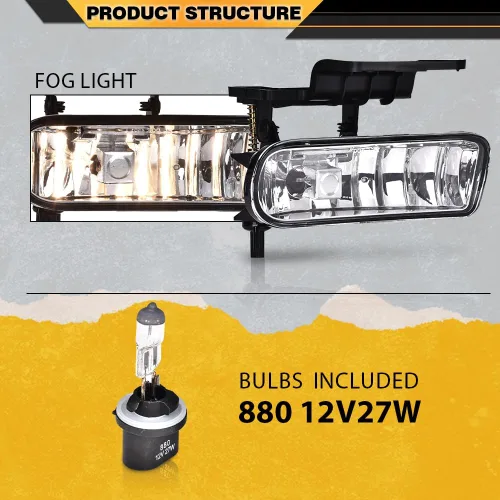 Vista 6 de CNNELL Conjunto de luces antiniebla compatible con Chevy Silverado 1500 2500 1999-2002, Chevy Silverado 3500 2001-2002, Chevy Suburban/Tahoe Lente