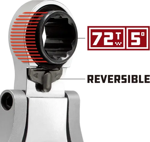 Vista 4 de Powerbuilt Llave de trinquete reversible 8 en 1, multiherramienta métrica, herramienta manual de 8 tamaños en 1, columpio de 5 grados, 72 dientes