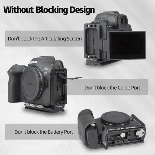 Vista 5 de Nitze Soporte en L para Canon R6 Mark II / R6, con placa de liberación rápida Arca incorporada y múltiples agujeros de 1/4"-20 Thereaded - T-C05A