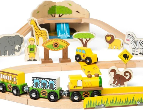 Vista 4 de Bigjigs Rail Safari Train Set - 38 piezas de juego