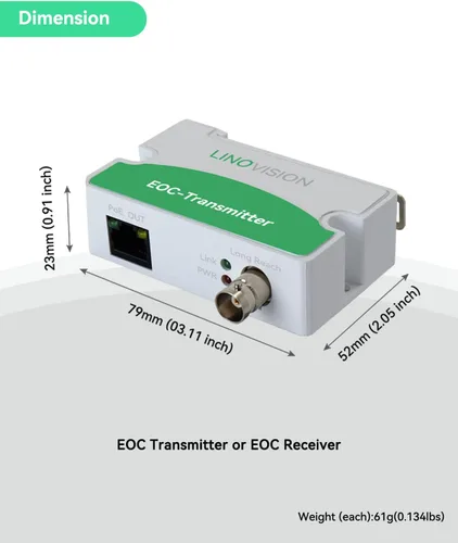 Vista 8 de 【Actualizado】LINOVISION POE sobre coaxial EOC convertidor IP sobre coaxial máximo 3000 pies de potencia y transmisión de datos sobre cable coaxial