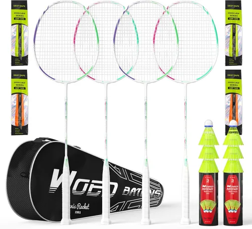 Vista 9 de Raquetas de bádminton profesionales de fibra de carbono para patios traseros y gimnasio