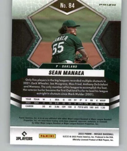 Vista 2 de Panini Mosaic Mosaic Parallel #84 Sean Manaea Oakland A - Tarjeta de intercambio de béisbol 2022