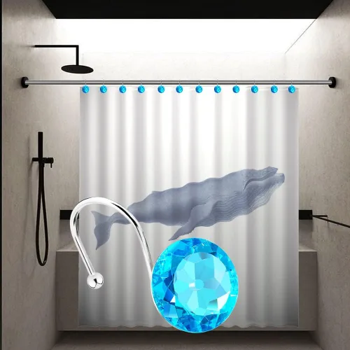 Vista 6 de Anillos de Ganchos para Cortina de Ducha para Baño, 12 Piezas de Acero Inoxidable Resistente al Óxido con Diamantes de Imitación Decorativos