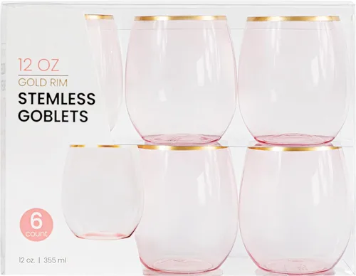 Vista 17 de PLASTICPRO Paquete de 6 Copas de Vino de Plástico Color Azul Aguamarina Sin Tallo Desechables de 12 oz Sin BPA Irrompibles Copas de Vino de Plástico
