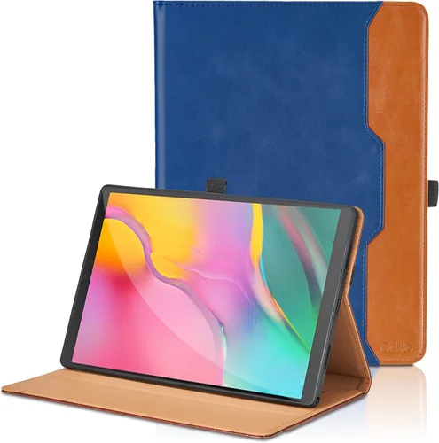 Vista 10 de Funda para Samsung Galaxy Tab A7 de 10,4 pulgadas 2020 (SM-T500/T505/T507) - Funda de piel sintética con función atril y bolsillo, función de Azul