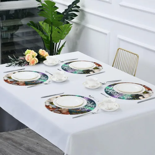 Vista 7 de Merry Christmas Fox Deer Plastic Round placemats Kids placemats for Dining Table Set of 4 15x15 in manteles para mesa