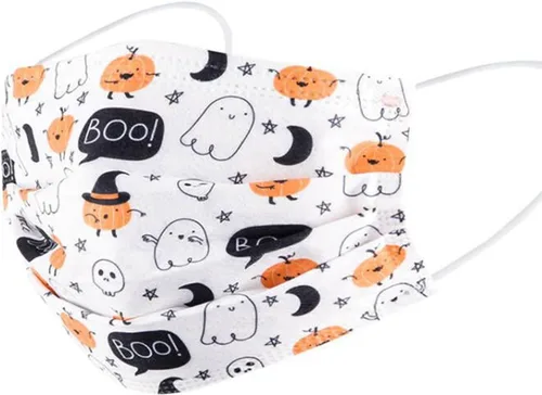 50 cubrebocas desechables de Halloween para adultos, uso diario, 3 capas, cubrebocas protectores con diseño de calabaza para regalo de fiesta