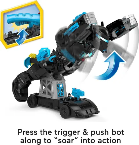 Vista 6 de Fisher-Price Imaginext DC Super Friends Batman, juguete Bat-Tech Batbot, set de juego de 61 cm de altura con luces y sonidos para juego de rol