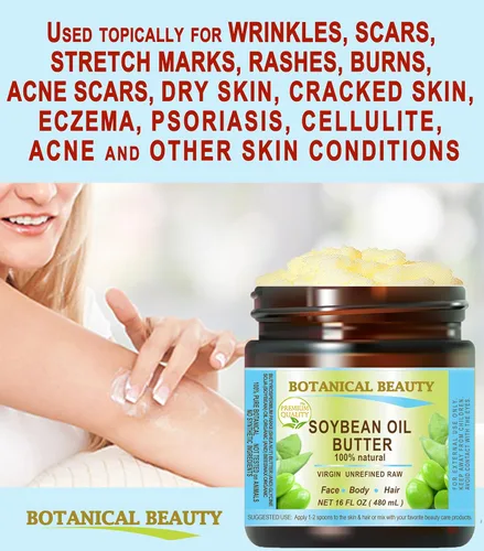Vista 4 de Botanical Beauty Mantequilla de aceite de soja 100% natural orgánico aceite de soja en manteca de karité para cara, piel, cuerpo, cabello, uñas.
