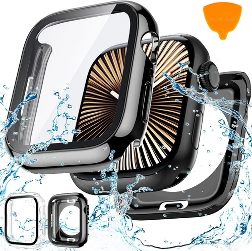 Vista 15 de Goton - 2 fundas para protector de pantalla de Apple Watch de 40 mm, series 6/5/4, SE 3/2/1, funda de protección de PC impermeable con vidrio