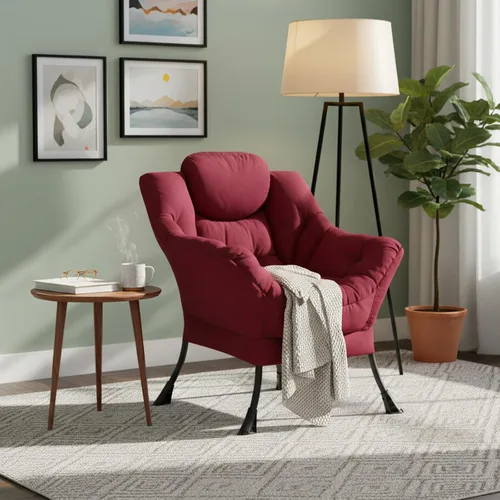Vista 261 de Welnow Silla Lazy con otomana, moderna silla de descanso con reposabrazos y un bolsillo lateral, sillón para sofá de ocio, sillón de lectura