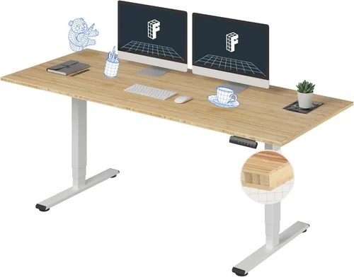 Vista 12 de Pro Bamboo - Escritorio eléctrico de pie con motor dual de 3 etapas, 48 x 24 pulgadas, tabla de escritorio de altura ajustable, escritorio eléctrico