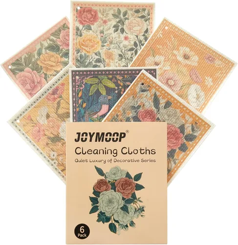 Vista 10 de JOYMOOP Esponja de cocina de dibujos animados, esponjas de celulosa para limpieza, esponjas antiarañazos para lavar platos, esponja reutilizable