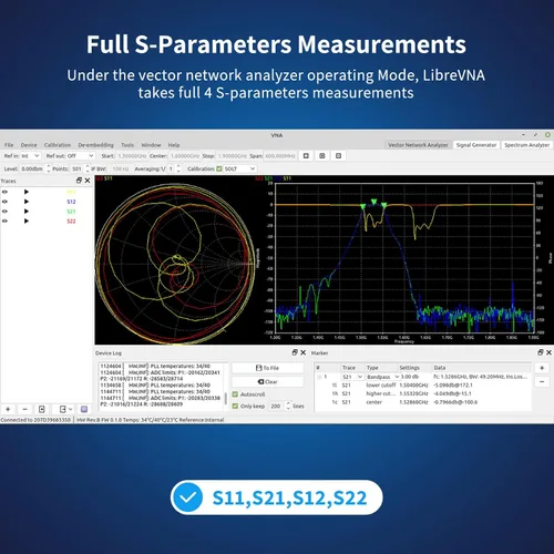Vista 6 de AURSINC LibreVNA 2.0 Analizador de Red Vectorial, 100KHz-6GHz Analizador de Antenas Profesional Midiendo Parámetros S Completos con Entrada/Salida