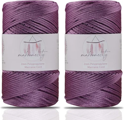 Vista 64 de Makromecity, Cordón de macramé de poliéster de 2 mm x 250 yardas (750 pies) Cordón de macramé de 2 mm de polipropileno para arte y manualidades