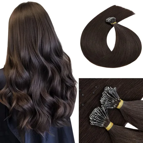 Vista 22 de MY-LADY Extensiones de cabello humano con nano cuentas, extensiones invisibles de cabello con nano anillo, extensiones de cabello natural