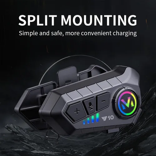 Vista 3 de Y10 Audífonos Bluetooth para casco de motocicleta, auriculares Bluetooth 5.3, reducción inteligente de ruido, calidad de sonido de nivel HiFi