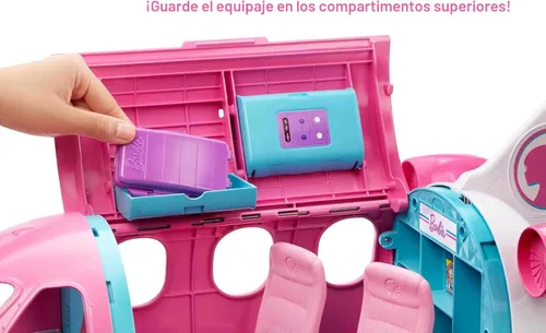 Vista 3 de Barbie Juego de Dreamplane con más de 15 accesorios, incluyendo cachorro, carrito de aperitivos, asientos reclinables y más (exclusivo de Amazon)