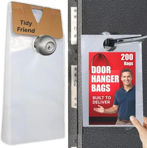 Vista 8 de TidyFriend - Bolsas de plástico para colgar puertas de 6 x 9 pulgadas (paquete de 100), bolsas transparentes para colgar puertas que protegen
