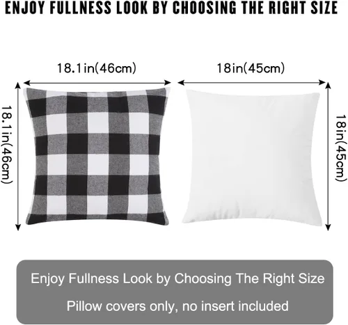 Vista 2 de Cootato Fundas de almohada de Navidad, juego de 2 fundas de almohada de algodón con diseño de búfalo blanco y negro, 18 x 18 pulgadas, para sofá