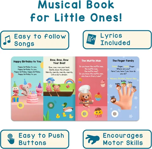 Vista 4 de LEARNING BUGS Rimas infantiles: canta junto con 28 canciones favoritas de guardería, libros musicales para niños pequeños, libro de música de 28