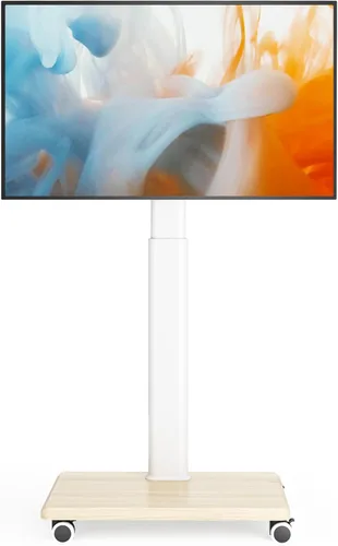 Vista 14 de AX WABER - Soporte de TV universal para piso, soporte de TV móvil con ruedas, rotación de 80 grados, altura ajustable para LCD LED OLED de 27 a 65