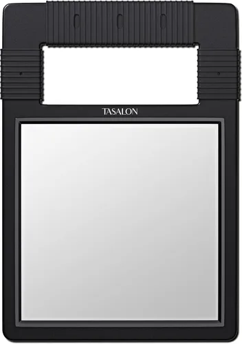 TASALON Espejo de mano, irrompible, inastillable, con mango de silicona para peluquería, ducha, maquillaje y salón de belleza, color negro