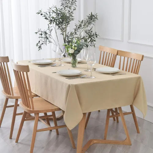 Vista 3 de maxmill Mantel cuadrado de jacquard resistente a las manchas, impermeable, resistente a las arrugas, lavable, suave, mantel decorativo de tela