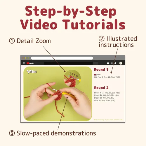 Vista 2 de Yeezhee Kit de ganchillo para principiantes, kit de iniciación de Granny Square con tutoriales en video paso a paso, kit de tejido para adultos