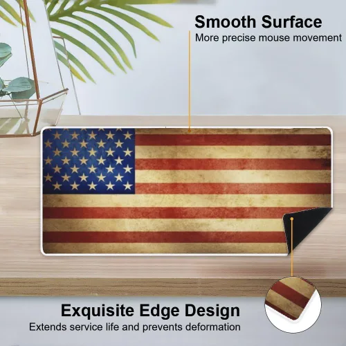 Vista 4 de Retro Old Flag Mouse Pad Large Gaming Mousepad with Non- Slip Rubber Base Smooth Face Desktop Mouse Pad Mous Office Essentials for Women for School