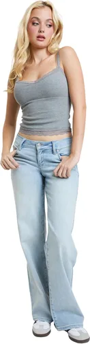 Vista 7 de YMI Pantalones de Elastano para Mujer YMI Jeans de Cintura Baja y Pierna Ancha Wannabettabutt