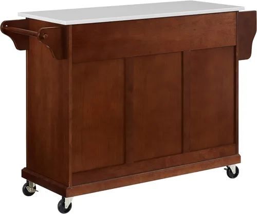 Vista 136 de Crosley Furniture isla de cocina con ruedas, Madera, Blanco