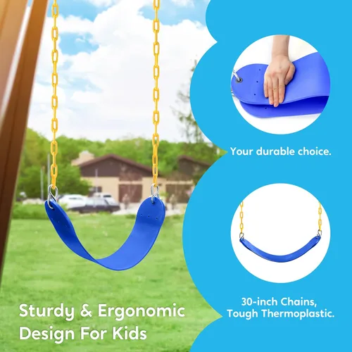 Vista 3 de TURFEE Columpio para juego de columpios de exterior – Juego de reemplazo de 1 asiento con cadenas resistentes – Accesorios de patio de recreo